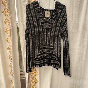 Rip Curl Black and White Striped Hoodie